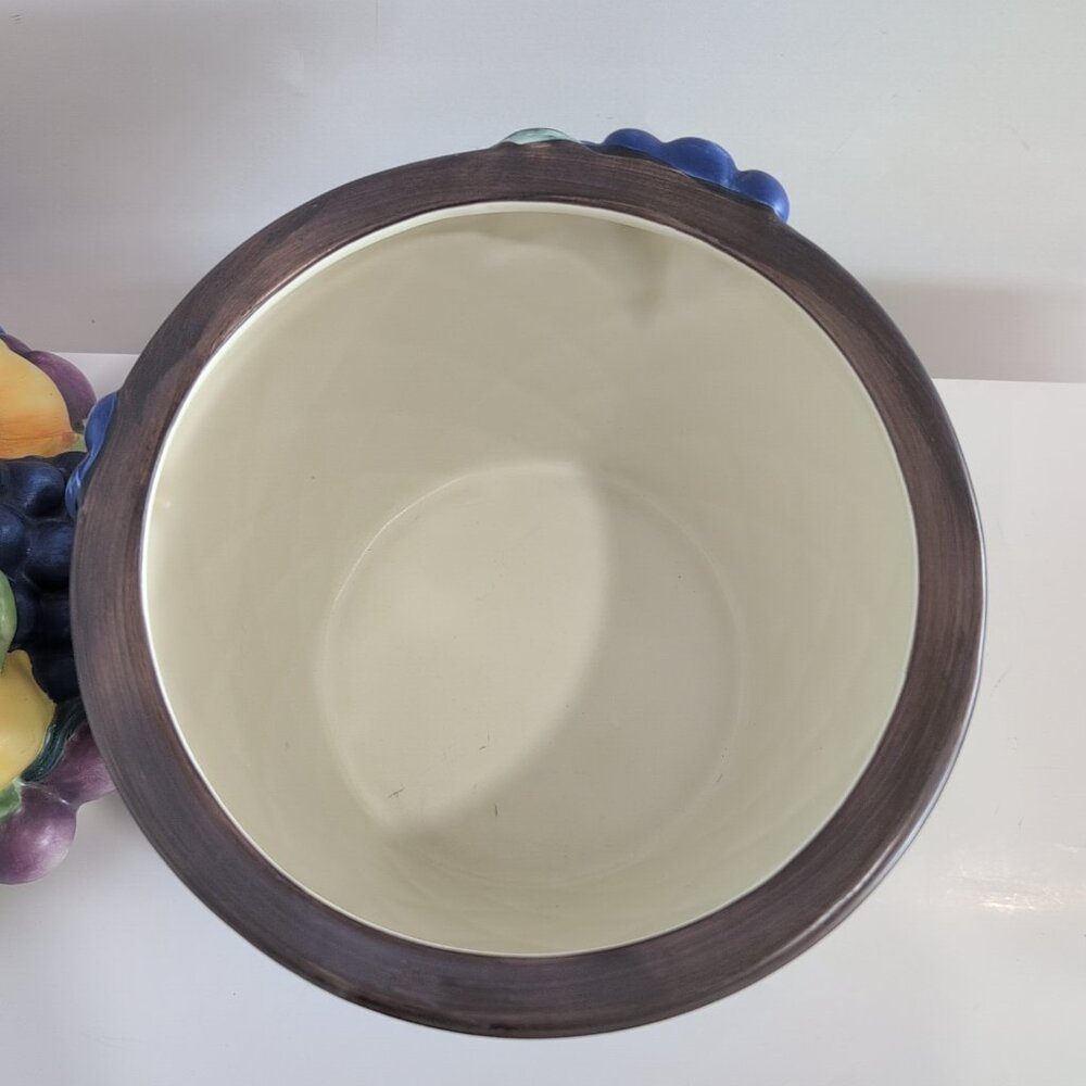 Vintage Mikasa Round Cookie Jar Garden Harvest Basket w/ Fruit KT429 Basket - Picture 8 of 9